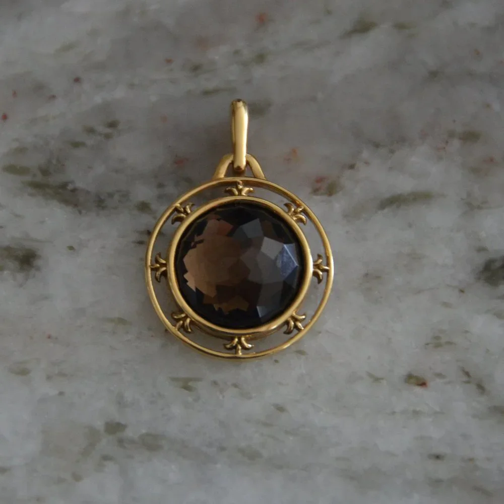 RARE LE LUXURY MONICA RICH KOSANN FLEUR DE LIS QUARTZ 18K CHARM PENDANT ENHANCER